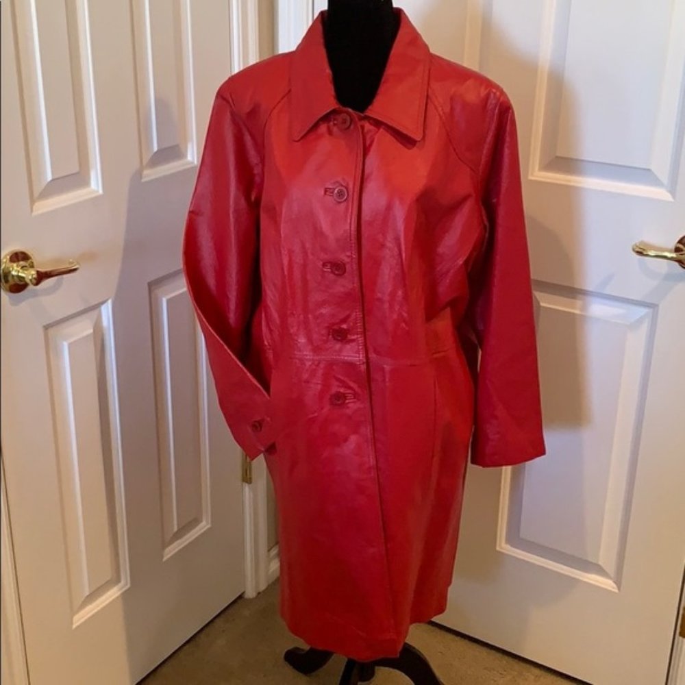 VIA ACCENTE GORGEOUS RED LEATHER JACKET 18W